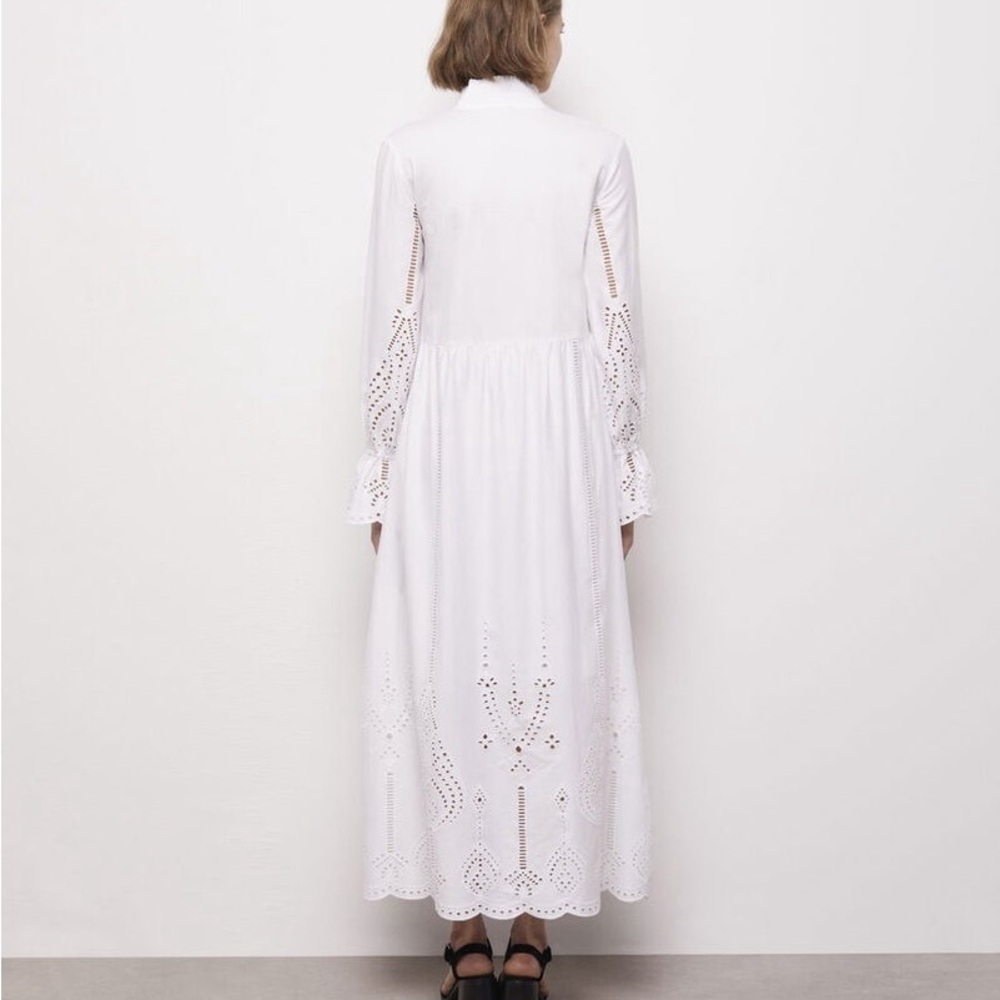 THE KOOPLES White Eyelet Embroidered Cotton Maxi Boho Dress NWT - Picture 5 of 14